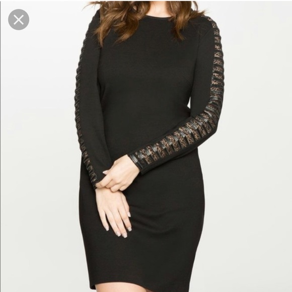Eloquii Dresses & Skirts - 👗Eloquii Fuax leather and lace arm detail dress
